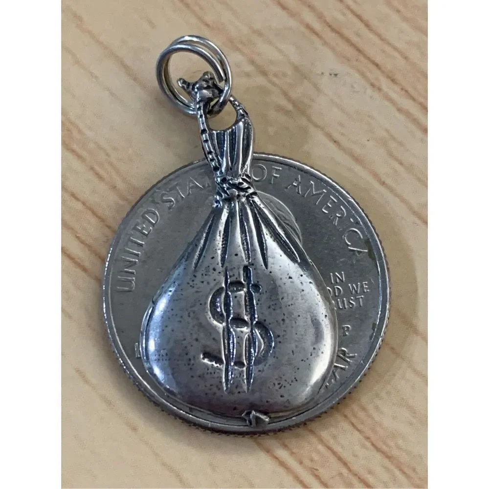 Money Bag Sterling Silver Jewelry Charm